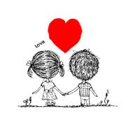 Couple in love together valentine sketch for your design N3