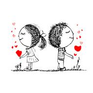 Couple in love together valentine sketch for your design N4