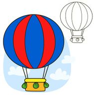 Air balloon Coloring book page Cartoon vector illustration N4