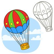 Air balloon Coloring book page Cartoon vector illustration N5