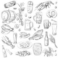 beer hand drawing set of vector sketches