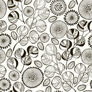 Seamless pattern with abstract branches and flowers N2