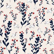 adorable floral seamless pattern with birds element N2