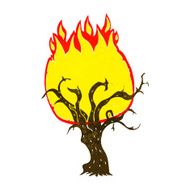 cartoon winter tree on fire N3