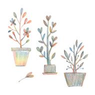 Floral doodle elements on a white background