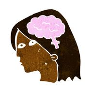 cartoon female head with brain symbol N27