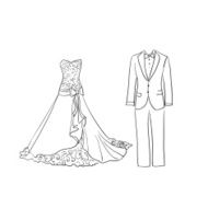 doodle wedding dress and suit