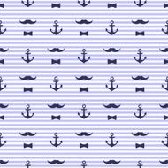 Anchor Bow Tie and Mustache Seamless Pattern