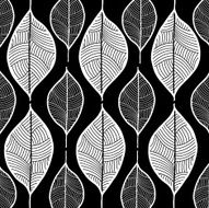 leaf pattern hand drawn sketch on black