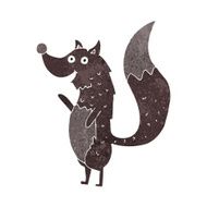 cartoon waving wolf N29