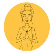 Hand drawn illustration - Woman yoga Relax Vector