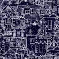 Hand-drawn seamless pattern with old town N2