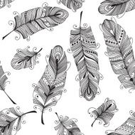 Pattern with hand-drawn feathers N23