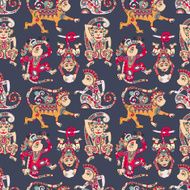 seamless pattern with decorative monkey animal N6