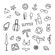 Set of vector doodle summer icons N7