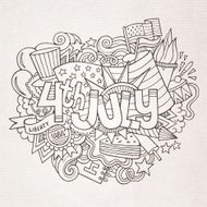 4th July Independence Day hand lettering and doodles elements N4