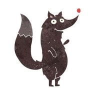 cartoon waving wolf N30
