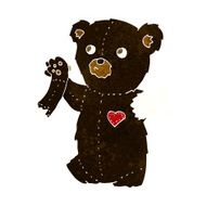 cartoon teddy black bear with torn arm N4