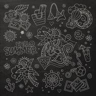 Summer and vacation chalkboard vector symbols