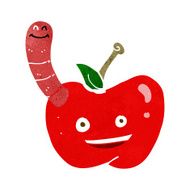 Cartoon Apple With Worm N86