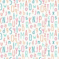 Seamless pattern of hand drawn font Letters background Typographic symbols