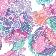 Vector Pattern with Magic Light Flowers N2