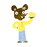 cartoon mouse holding cheese N15