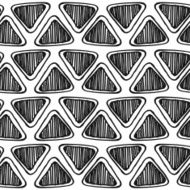 Monochrome seamless zentangle pattern with doodle triangles