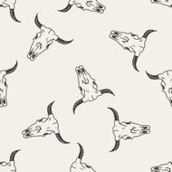 cow skull doodle seamless pattern background N2