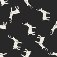 deer doodle seamless pattern background N2