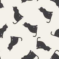 Doodle Cat seamless pattern background N4