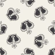 doodle king crown seamless pattern background N7