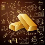 two gold nuggets and exchange doodle icon