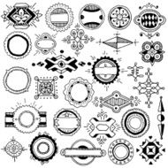 Hand drawn vintage doodle rounded design elements Vector illustration
