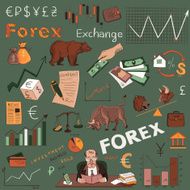 Colored finance forex hand drawing