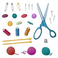 Set color of sewing items for needlework and handmade