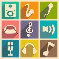 Flat with shadow concept and mobile application music N2