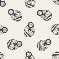Doodle Russian Dolls seamless pattern background N3