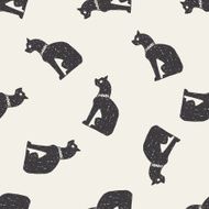 egypt cat doodle seamless pattern background N2
