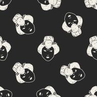 Geisha doodle seamless pattern background N2