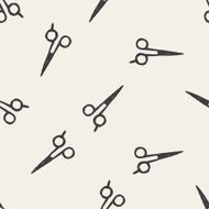 Hair cutting scissor doodle seamless pattern background N2