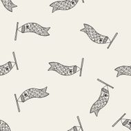 Japanese kite doodle seamless pattern background N2