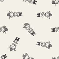 Korea man doodle seamless pattern background N2