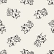 Lucky Cat doodle seamless pattern background N2
