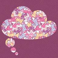 Background with doodle Vector cute kawaii illustration N9