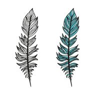 Doodling hand drawn amazing feathers with patterns N9