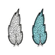 Doodling hand drawn amazing feathers with patterns N10