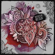 Vector watercolor paint abstract floral design N2