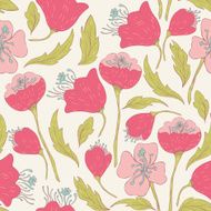 Seamless pattern with hand drawn doodle flowers N5