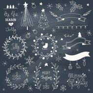 Set of hand drawn Christmas elements